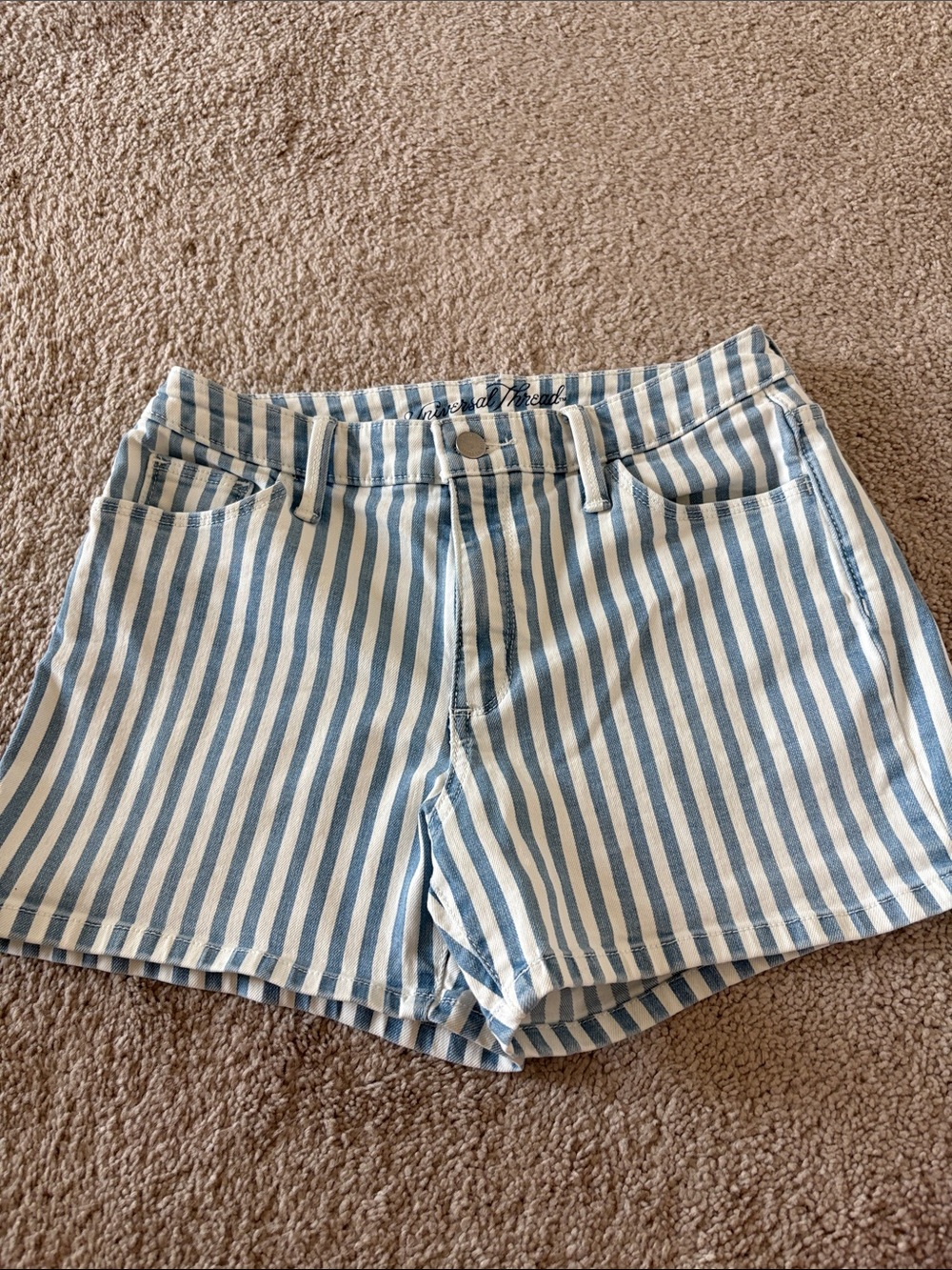 Universal Thread Blue & White Striped Jean Shorts